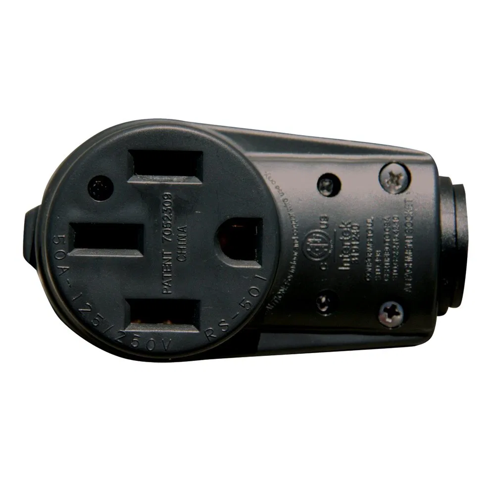 16-00579 – AP PRODUCTS Power Cord Plug End, Replacement Plug Head 50 Amp Female Plug End Without Plug Head Handle Bla...